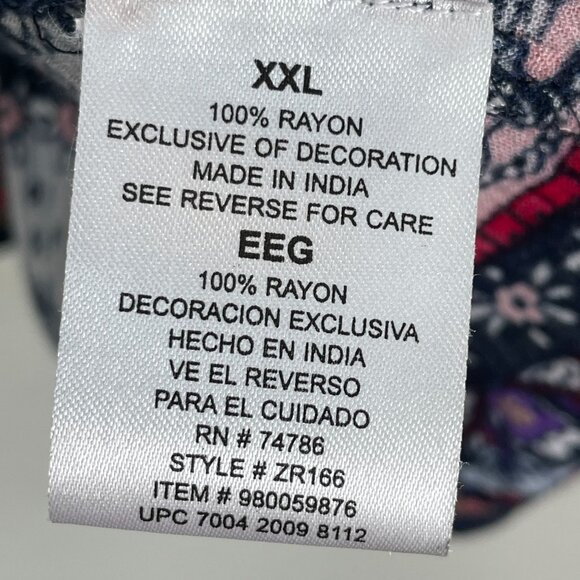 Bila Womens Plus XXL Multicolor Boho Tunic Top Floral Tassel Tie Shirt - Picture 5 of 11